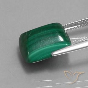 Malachite Verde medio naturale da 9.15 ct, Taglio a baguette, Opaco