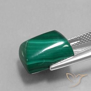 Malachite Verde medio naturale da 13.54 ct, Taglio a baguette, Opaco