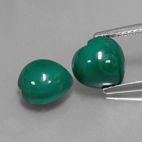 Gemme di Malachite Verde multicolore naturale da  ct, A forma di cuore, Opaco