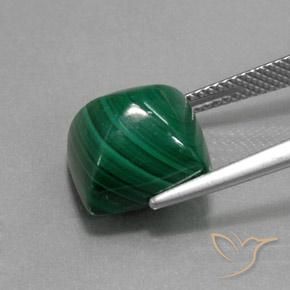 Malachite Verde Pino naturale da 11.53 ct, Taglio a baguette, Opaco