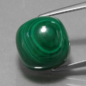 Malachite naturale verde da 15,44 ct, taglio a cuscino, opaco