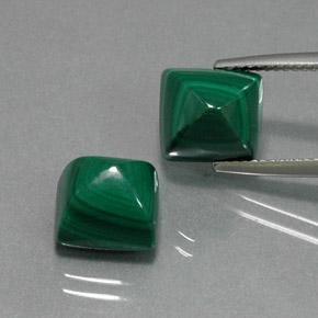 Malachite naturale verde da 13,98 ct, quadrato, opaco