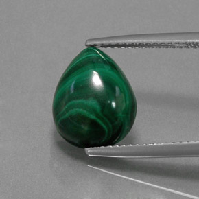 Malachite naturale verde da 7,30 ct, taglio a pera, opaco