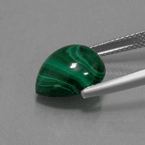 Malachite naturale verde da 7,30 ct, taglio a pera, opaco