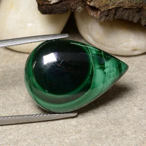 Malachite naturale verde da 26,48 ct, taglio a pera, opaco