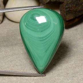 Malachite naturale verde da 53,85 ct, taglio a pera, opaco