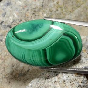 Malachite naturale verde da 34,94 ct, taglio ovale, opaco