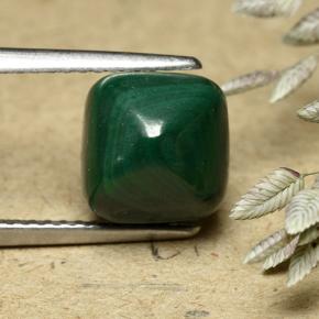 Malachite naturale verde da 6,32 ct, taglio a cuscino, opaco