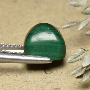 Malachite naturale verde da 6,32 ct, taglio a cuscino, opaco
