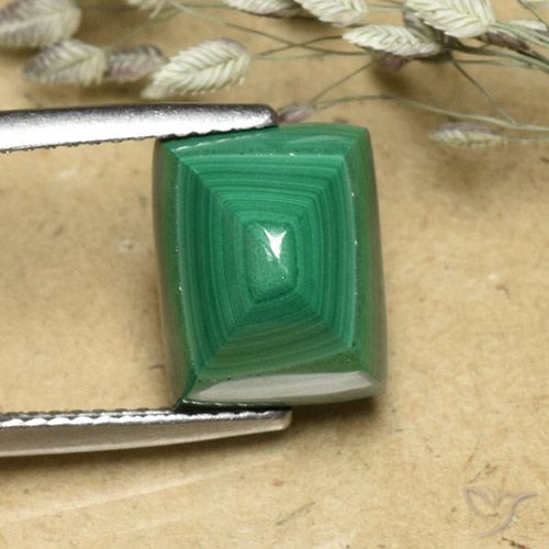 8.18ct Naturale Verde caldo Malachite, Taglio a baguette, Opaco