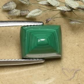 Malachite Verde caldo naturale da 8.18 ct, Taglio a baguette, Opaco