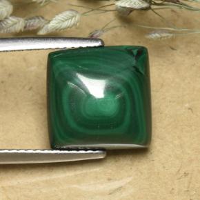 Malachite naturale verde da 8,08 ct, quadrato, opaco