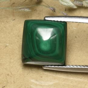 Malachite naturale verde da 8,08 ct, quadrato, opaco