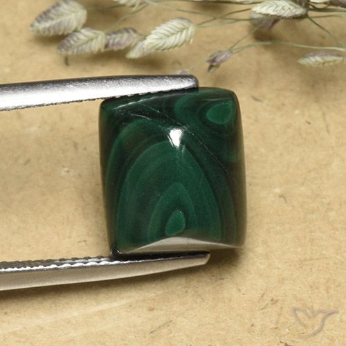 9.74ct Naturale Verde Pino Malachite, Taglio a baguette, Opaco