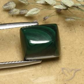 Malachite Verde Pino naturale da 9.74 ct, Taglio a baguette, Opaco