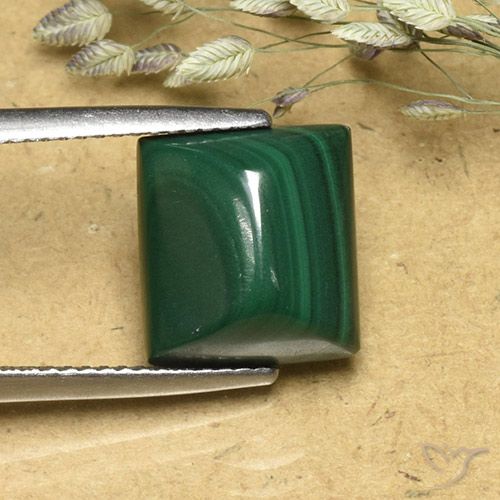 8.74ct Naturale Verde Malachite, Taglio a baguette, Opaco