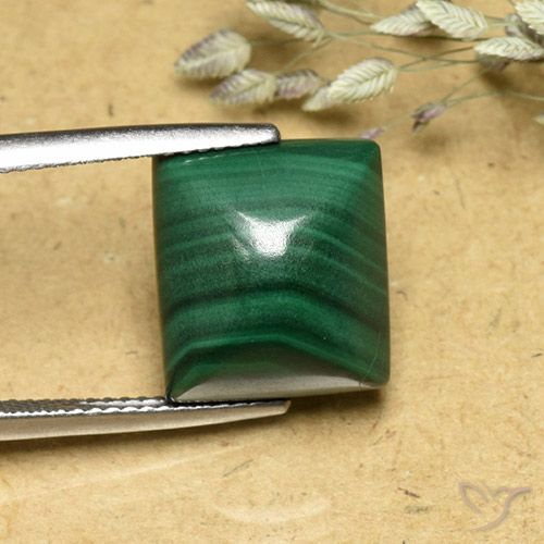 13.91ct Naturale Verde medio Malachite, Taglio a baguette, Opaco