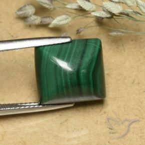 Malachite Verde medio naturale da 13.91 ct, Taglio a baguette, Opaco
