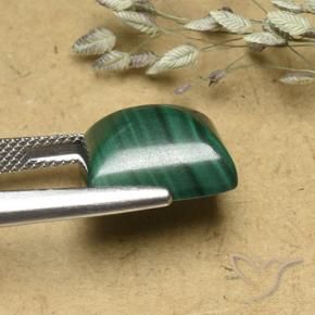 Malachite Verde medio naturale da 13.91 ct, Taglio a baguette, Opaco