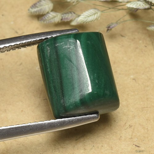 Malachite naturale verde da 12,75 ct, baguette, opaco