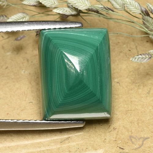 16.70ct Naturale Verde Malachite, Taglio a baguette, Opaco