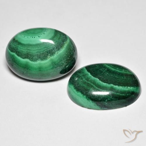 Malachite naturale verde da 28,50 ct, taglio ovale, opaco