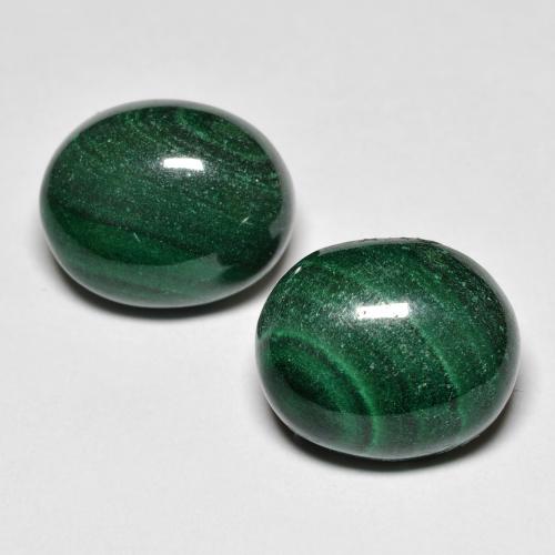 Gemme di Malachite Verde scuro naturale da 13.95 ct, Taglio ovale, Opaco