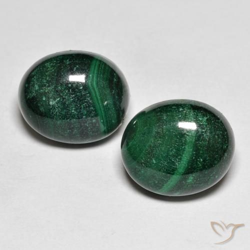 Malachite naturale verde da 14,74 ct, taglio ovale, opaco