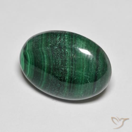 Malachite Verde scuro naturale da 15.50 ct, Ovale, Opaco