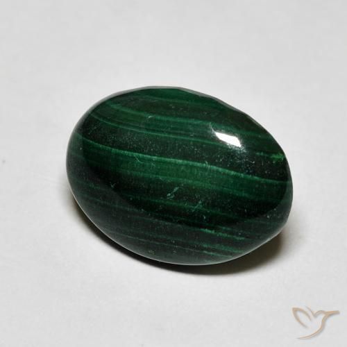 Malachite Verde scuro naturale da 4.96 ct, Ovale, Opaco