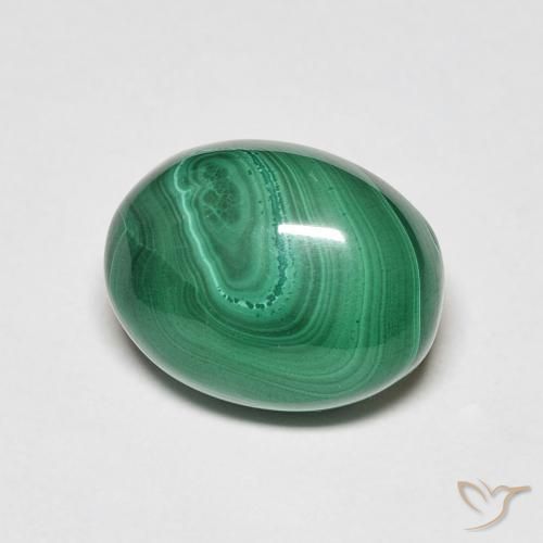 Malachite Verde medio naturale da 6.41 ct, Ovale, Opaco