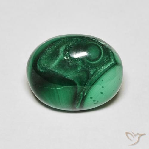 Malachite naturale verde da 6,65 ct, taglio ovale, opaco