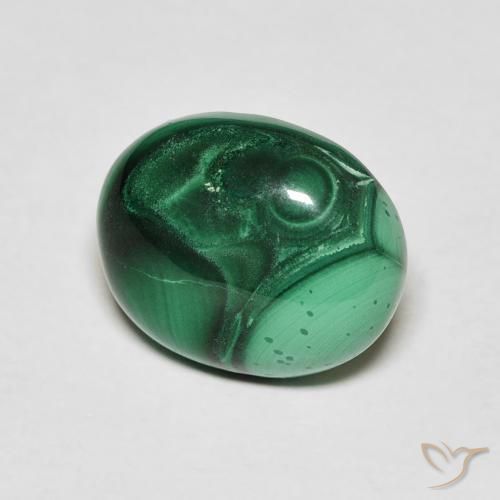 Malachite naturale verde da 6,65 ct, taglio ovale, opaco