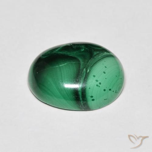 Malachite naturale verde da 6,65 ct, taglio ovale, opaco