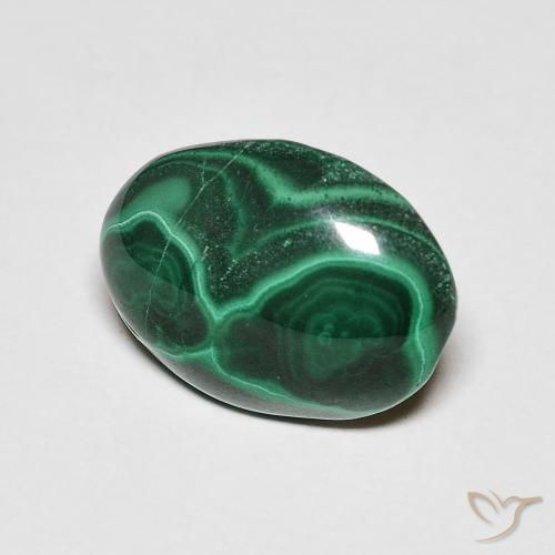 Malachite Verde scuro naturale da 5.19 ct, Ovale, Opaco
