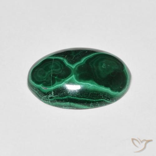 Malachite Verde scuro naturale da 5.19 ct, Ovale, Opaco