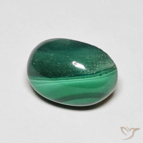 Malachite Verde scuro naturale da 4.40 ct, Ovale, Opaco