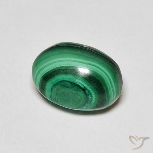 Malachite Verde scuro naturale da 3.36 ct, Ovale, Opaco