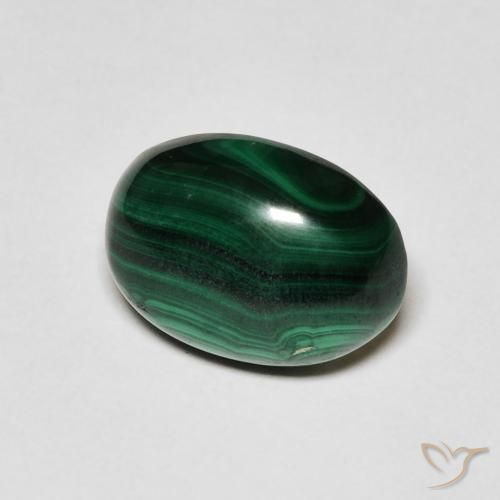 Malachite Verde scuro naturale da 5.27 ct, Ovale, Opaco