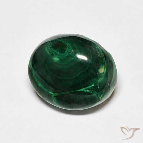 Malachite Verde scuro naturale da 6.97 ct, Taglio ovale, Opaco