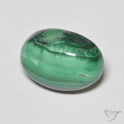 Malachite Verde medio naturale da 7.31 ct, Ovale, Opaco