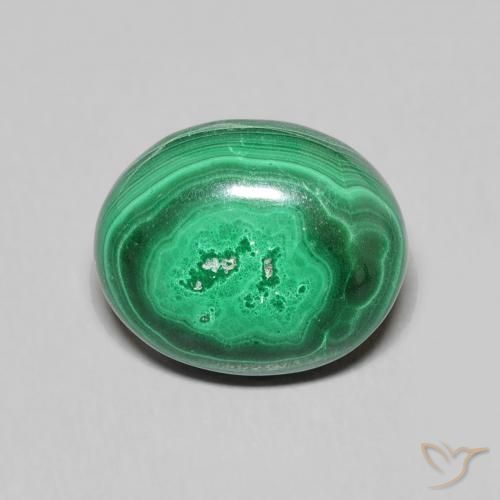 Malachite naturale verde da 6,72 ct, taglio ovale, opaco