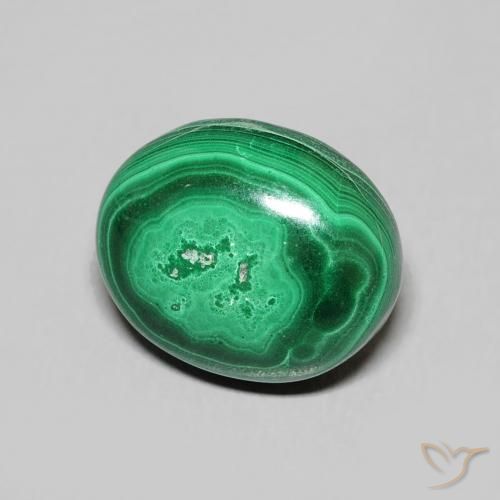 Malachite naturale verde da 6,72 ct, taglio ovale, opaco
