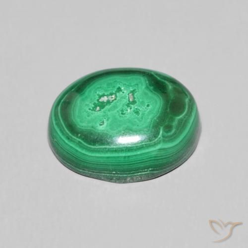 Malachite naturale verde da 6,72 ct, taglio ovale, opaco