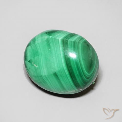 Malachite Verde medio naturale da 6.68 ct, Ovale, Opaco