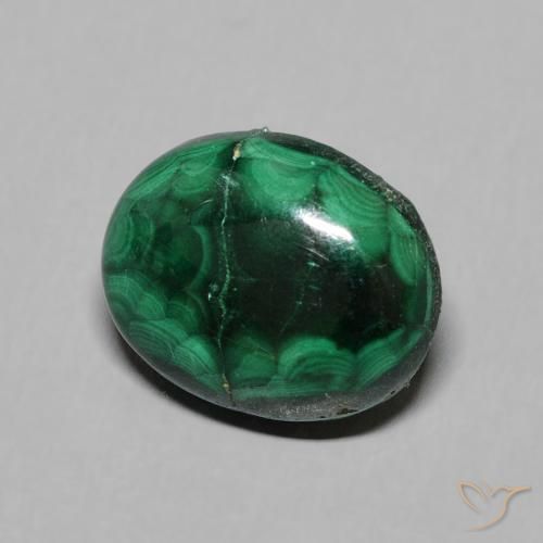 Malachite Verde medio naturale da 4.46 ct, Ovale, Opaco