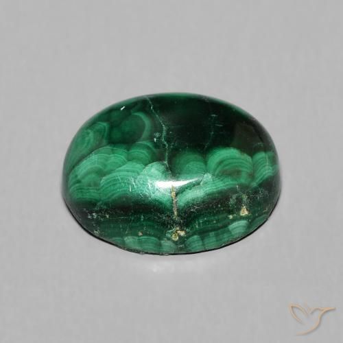Malachite Verde medio naturale da 4.46 ct, Ovale, Opaco