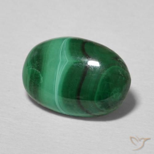 Malachite naturale verde da 2,16 ct, taglio ovale, opaco