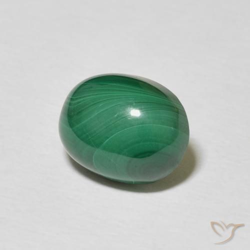 Malachite Verde medio naturale da 5.16 ct, Ovale, Opaco