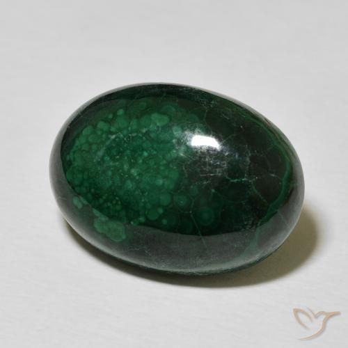 Malachite Verde scuro naturale da 15.28 ct, Ovale, Opaco